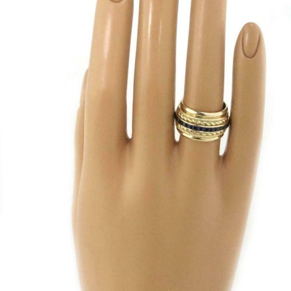 2.00ct Sapphire 14k YellowGold 12mm Wide Band Ring - Picture 2 of 4